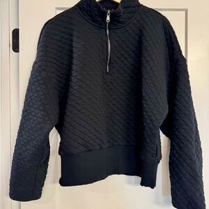 Banana Republic Quilted Quarter Zip Black Pullover